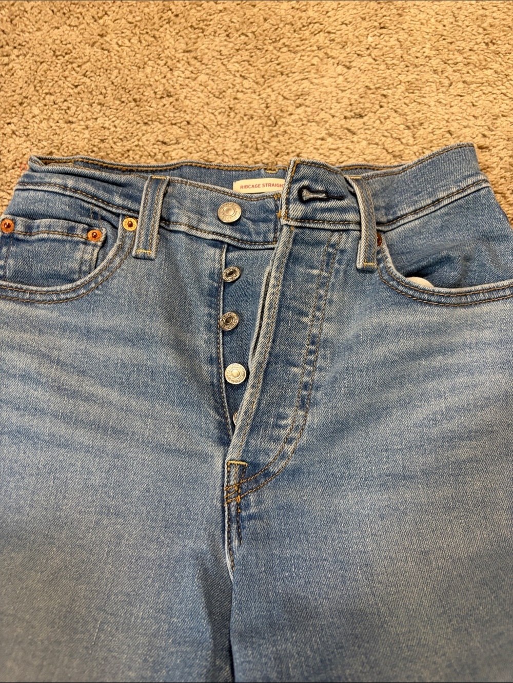 Levi’s Premium Ribcage Straight Ankle Women’s Jeans Sz 24 Distressed - Picture 4 of 7